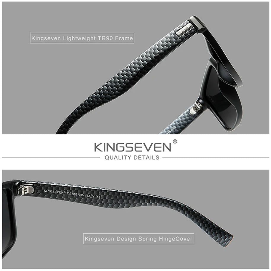 KINGSEVEN Luxury Sunglasses Men Women Travel Driving Square Frame Anti-Glare TR90 Polarized UV400 Trendy Male Fishing Eyewear