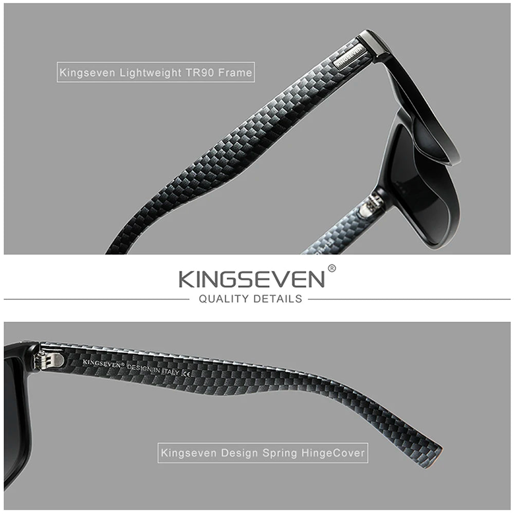 KINGSEVEN Luxury Sunglasses Men Women Travel Driving Square Frame Anti-Glare TR90 Polarized UV400 Trendy Male Fishing Eyewear