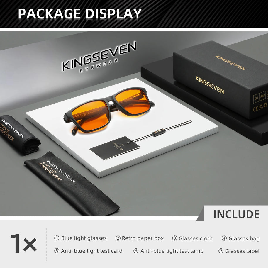 KINGSEVEN Anti-Blue Ray Glasses Men/Women Computer Blue Light Blocking Students Classic Rectangle Frame Business Eyeglasses