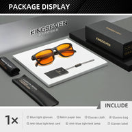 KINGSEVEN Anti-Blue Ray Glasses Men/Women Computer Blue Light Blocking Students Classic Rectangle Frame Business Eyeglasses