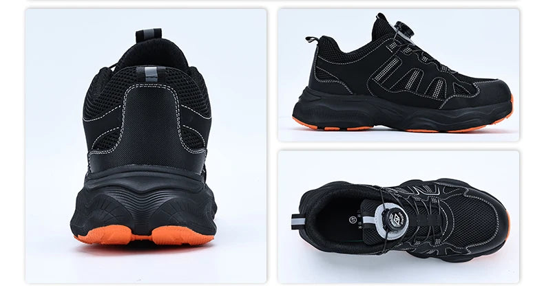 Men Safety Shoes Rotating button Work Sneakers Industrial Puncture-Proof Anti-smash Steel Toe Work Shoes Protective Safety Boots