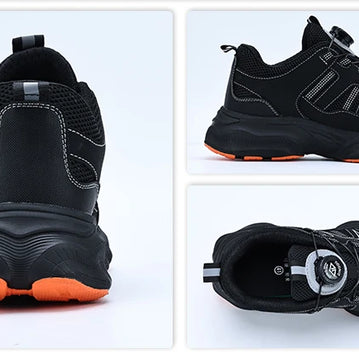 Men Safety Shoes Rotating button Work Sneakers Industrial Puncture-Proof Anti-smash Steel Toe Work Shoes Protective Safety Boots