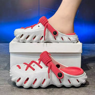 Fashion Men's Outdoor Non-slip Sandals Summer Durable Beach Shoes Thick Bottom Hollow-Out EVA Breathable Slip-On Slippers Couple