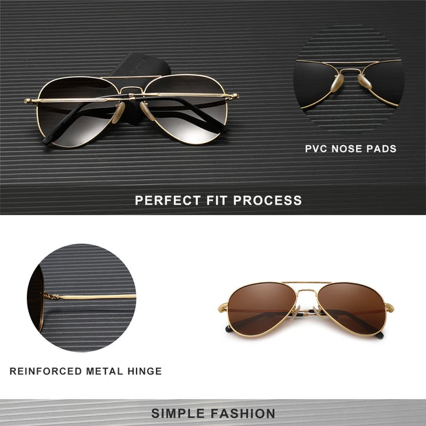 KINGSEVEN Vintage Women's Pilot Sunglasses Men Driving Outdoor Classical Glasses Business Polarized UV400 Alloy Eyeglasses