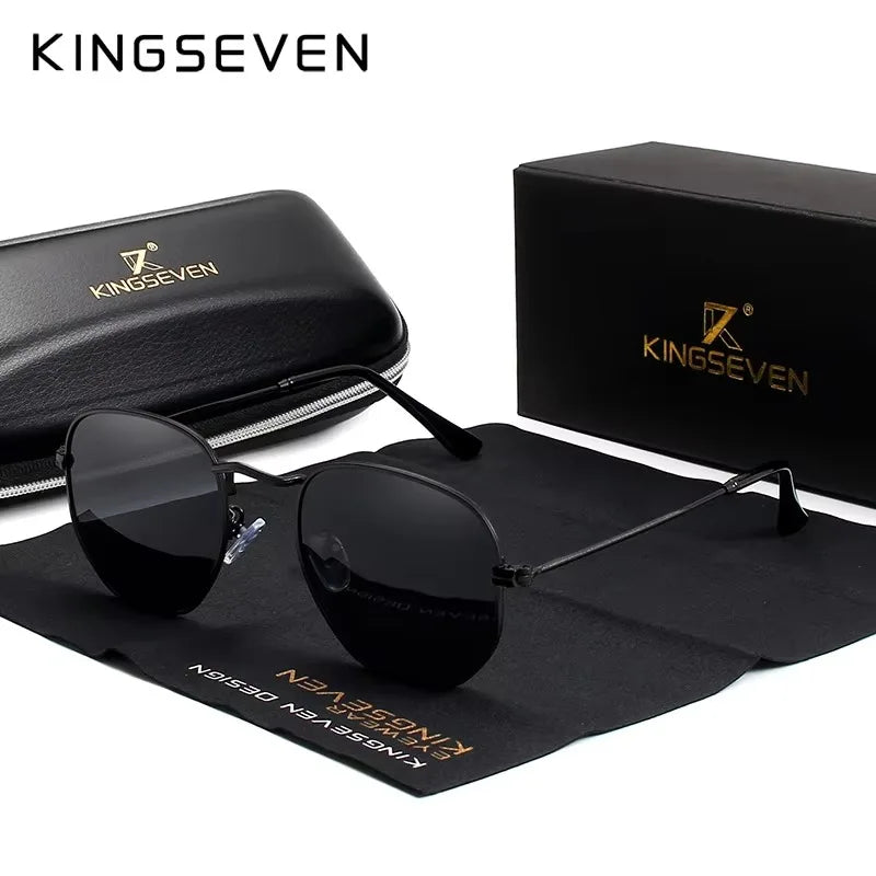 KINGSEVEN Fashion Classical Women Sunglasses Men Polarized UV400 Ladies Round Thin Frame Glassses Luxury Causal Driving Eyewear