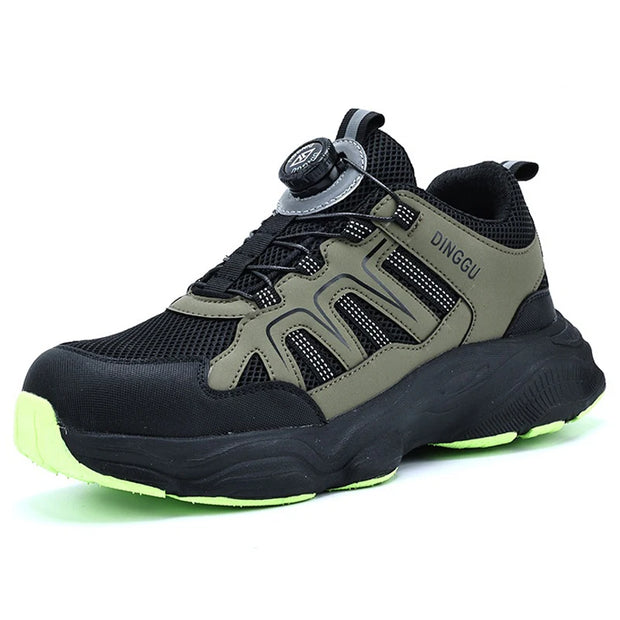 Men Safety Shoes Rotating button Work Sneakers Industrial Puncture-Proof Anti-smash Steel Toe Work Shoes Protective Safety Boots