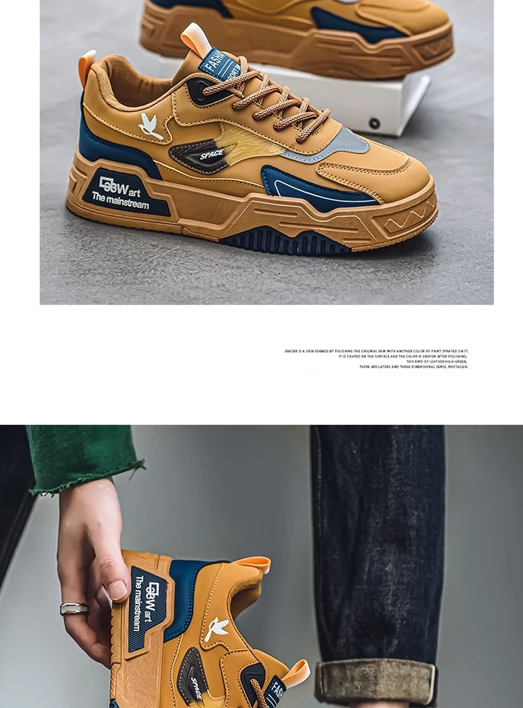 Men's Casual Shoes Soft Sole Breathable Leather Shoes Comfort Trainer Running Jogging Shoes Lightweight Walking Sneakers Male