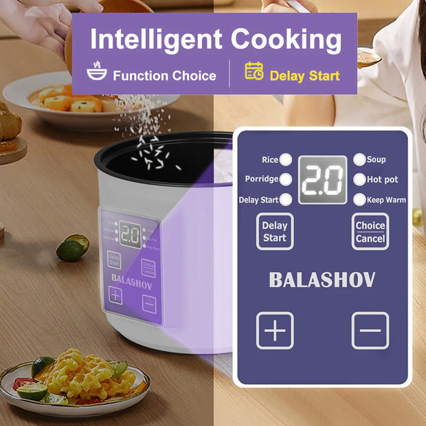 1.7L Electric Rice Cooker Multifunction Pot Mini Hotpot Pan Soup Home Appliances for The Kitchen Pots Offers 1-2 People
