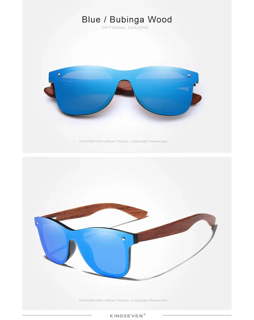 KINGSEVEN Brand Classic Wooden Sunglasses Men/Women Polarized UV400 Mirror Lens Glasses Luxury Wood Frame Retro Eyewear