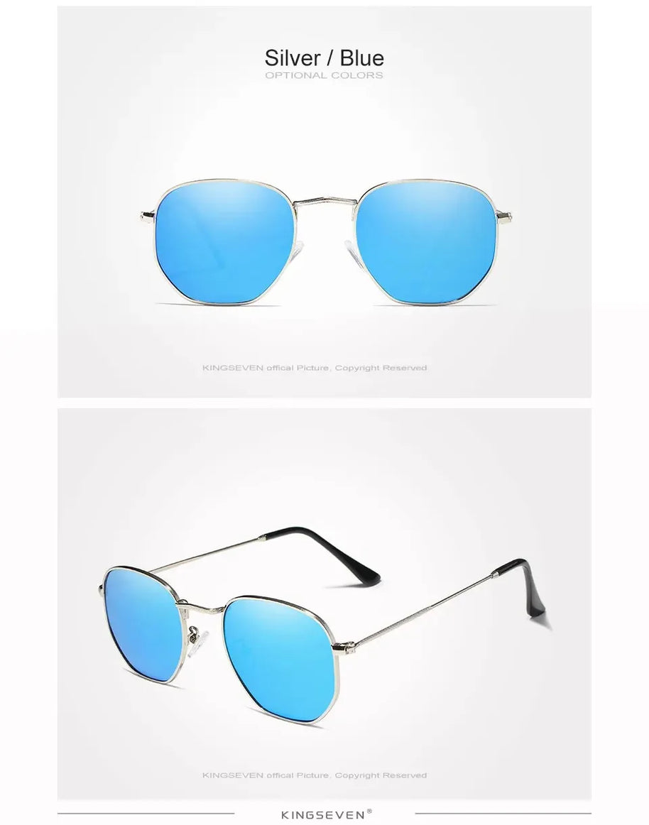 KINGSEVEN Fashion Classical Women Sunglasses Men Polarized UV400 Ladies Round Thin Frame Glassses Luxury Causal Driving Eyewear