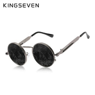 KINGSEVEN Brand Retro Sunglasses Gothic Steampunk Polarized UV400 Men Women Eyewear Round Frame Outdoor Photochromic Glasses