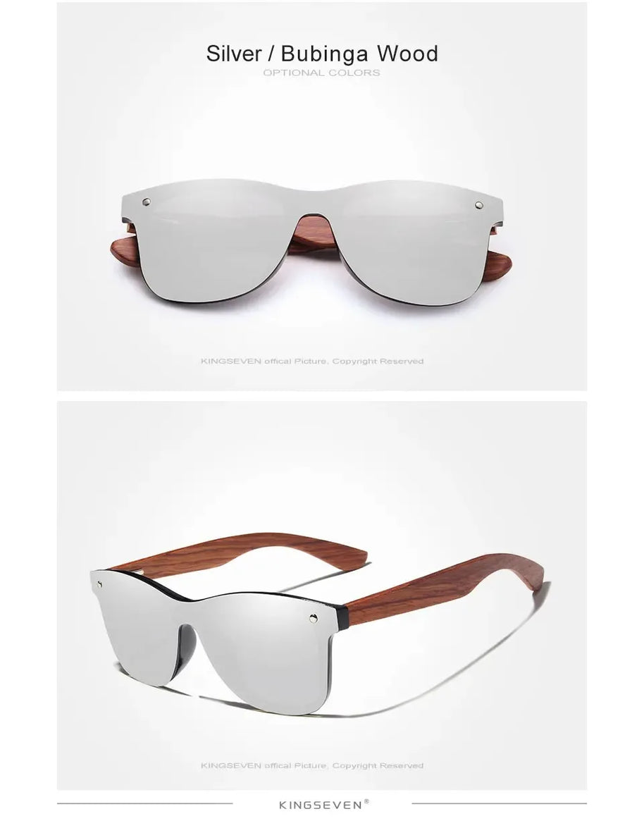 KINGSEVEN Brand Classic Wooden Sunglasses Men/Women Polarized UV400 Mirror Lens Glasses Luxury Wood Frame Retro Eyewear