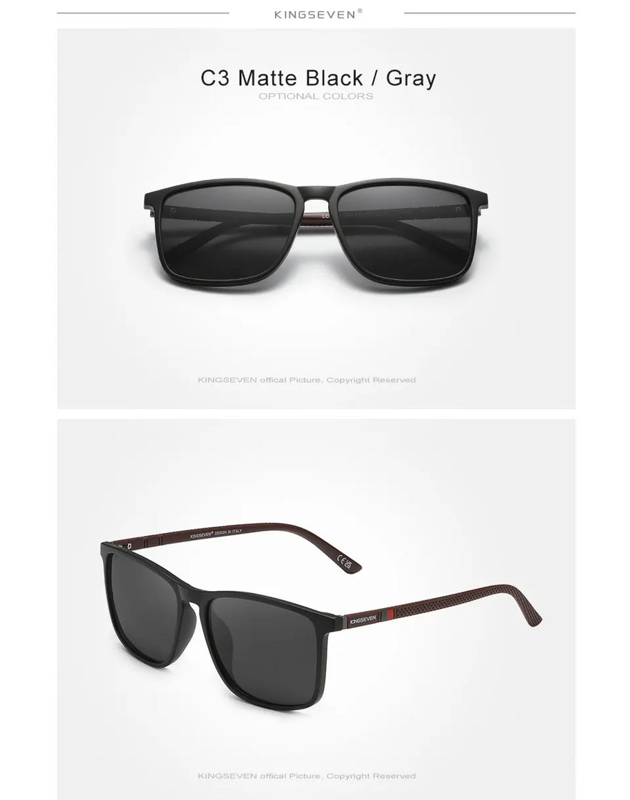 KINGSEVEN Large Frame Sunglasses Men/Women Polarized UV400 Lens Causal Glasses Vintage Rectangle Fishing Driving Outdoor Eyewear