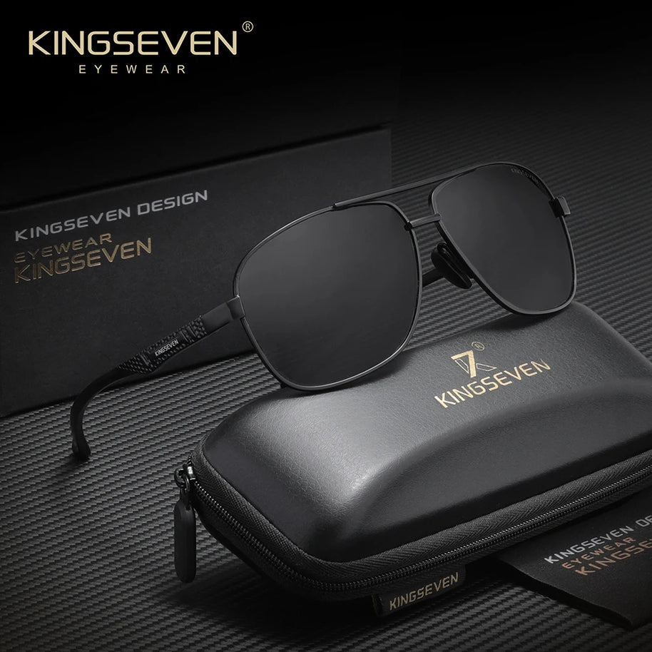 KINGSEVEN Alloy Luxury Male Sunglasses Anti-Glare Lens Large Frame Glasses Men Women UV400 Polarized Classical Driving Eyewear