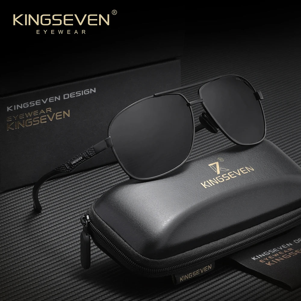 KINGSEVEN Alloy Luxury Male Sunglasses Anti-Glare Lens Large Frame Glasses Men Women UV400 Polarized Classical Driving Eyewear