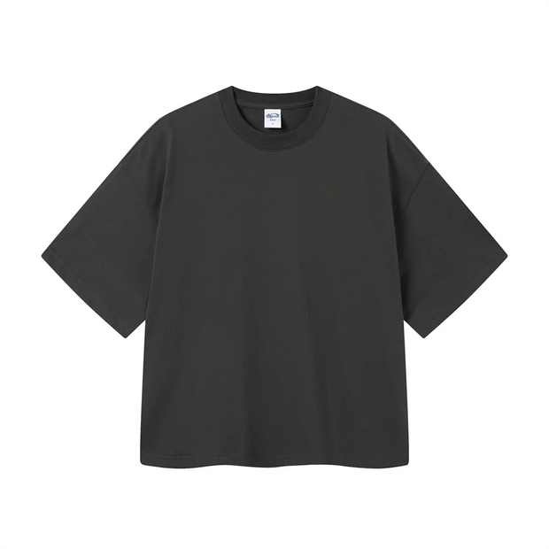 ZODF New Men Summer Boxy 275gsm Cotton T-Shirts Retro Unisex Oversized Short Version Basic T Shirt Brand Tees HY1070