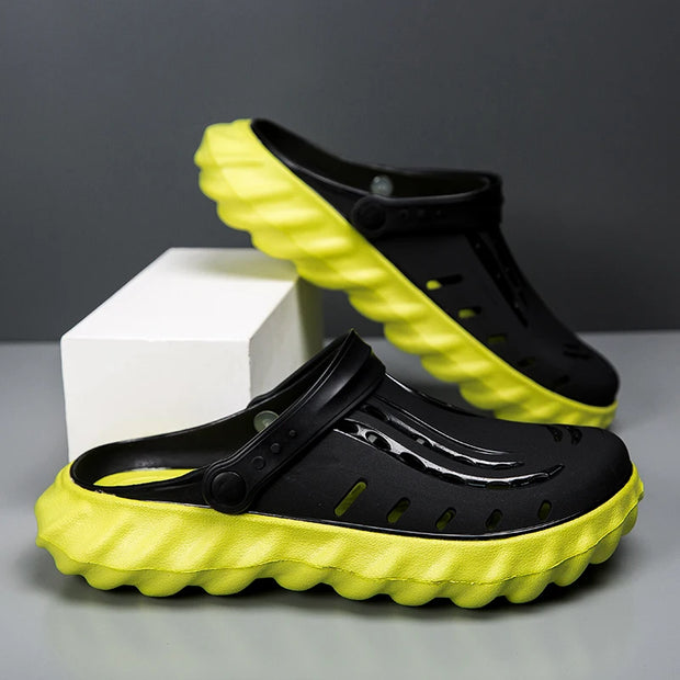 New men's summer clogs, suitable for sports and outdoor wear, with non - slip design, closed - toe style, and breathable feature