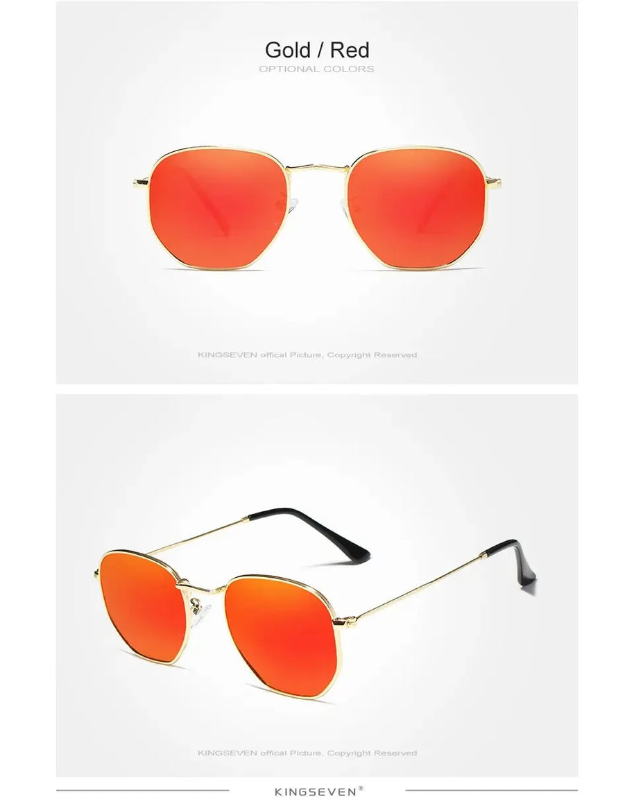 KINGSEVEN Fashion Classical Women Sunglasses Men Polarized UV400 Ladies Round Thin Frame Glassses Luxury Causal Driving Eyewear