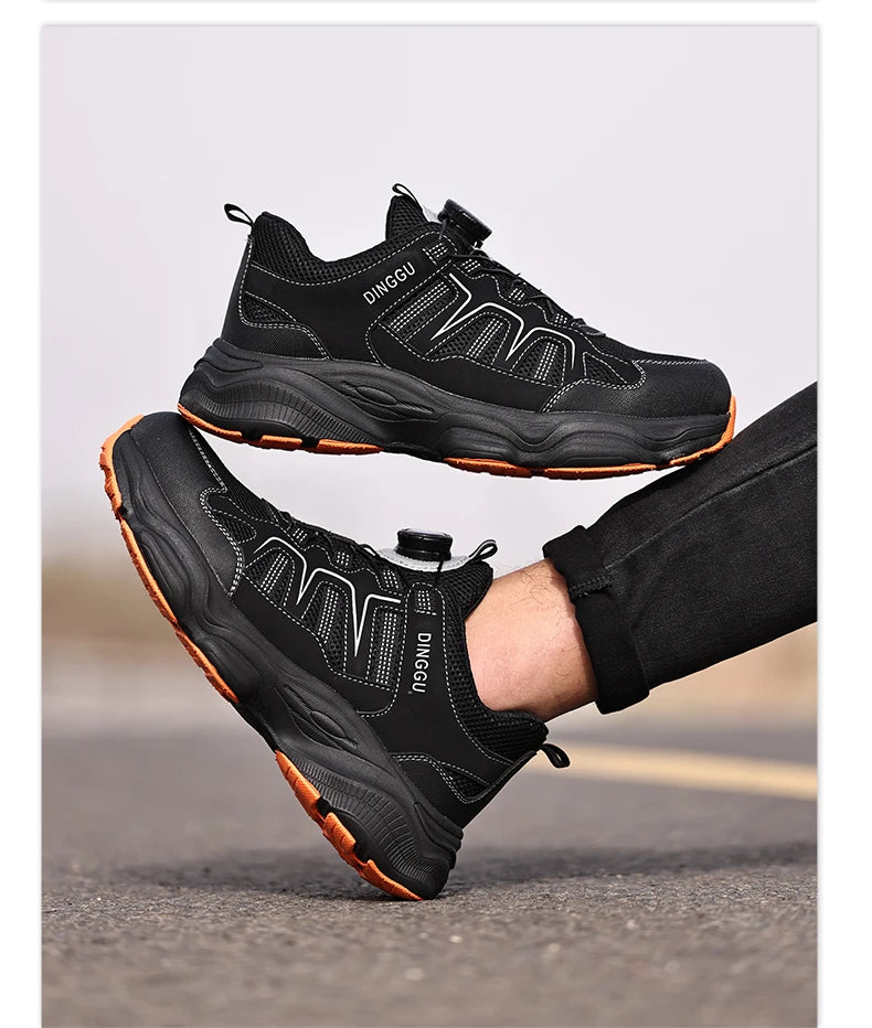 Men Safety Shoes Rotating button Work Sneakers Industrial Puncture-Proof Anti-smash Steel Toe Work Shoes Protective Safety Boots