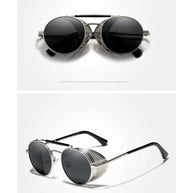 KINGSEVEN Fashion Steampunk Vintage Sunglasses Men Round Lens Polarized Eye Protection Glasses Driving Men's Eyewear