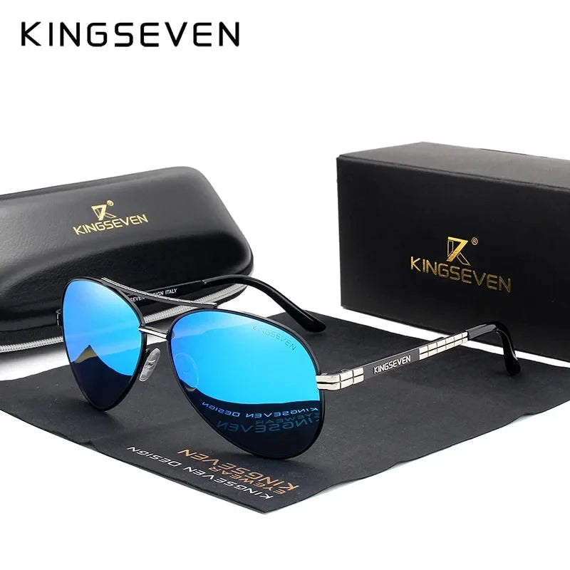 KINGSEVEN 2024 New Sunglasses For Men Design Aviation Alloy Full Frame Glasses HD Polarized UV400 Eye Protection Glasses Eyewear