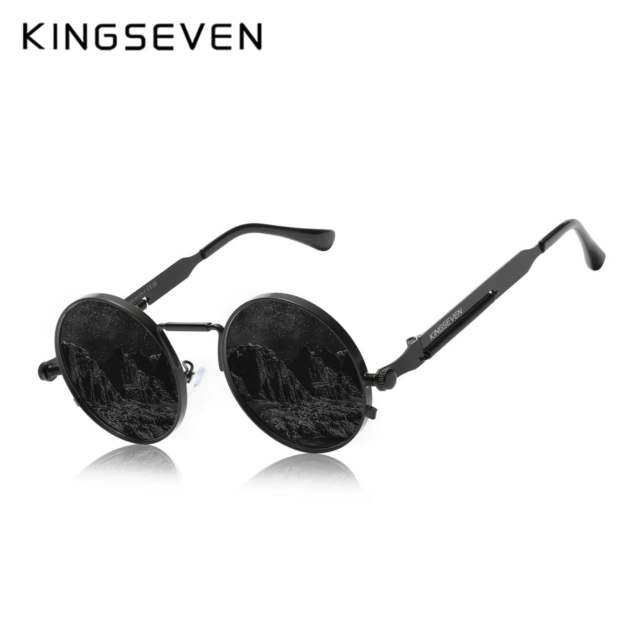 KINGSEVEN Brand Retro Sunglasses Gothic Steampunk Polarized UV400 Men Women Eyewear Round Frame Outdoor Photochromic Glasses