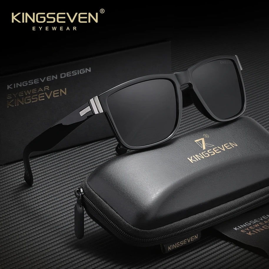 KINGSEVEN Luxury Sunglasses Men Women Travel Driving Square Frame Anti-Glare TR90 Polarized UV400 Trendy Male Fishing Eyewear
