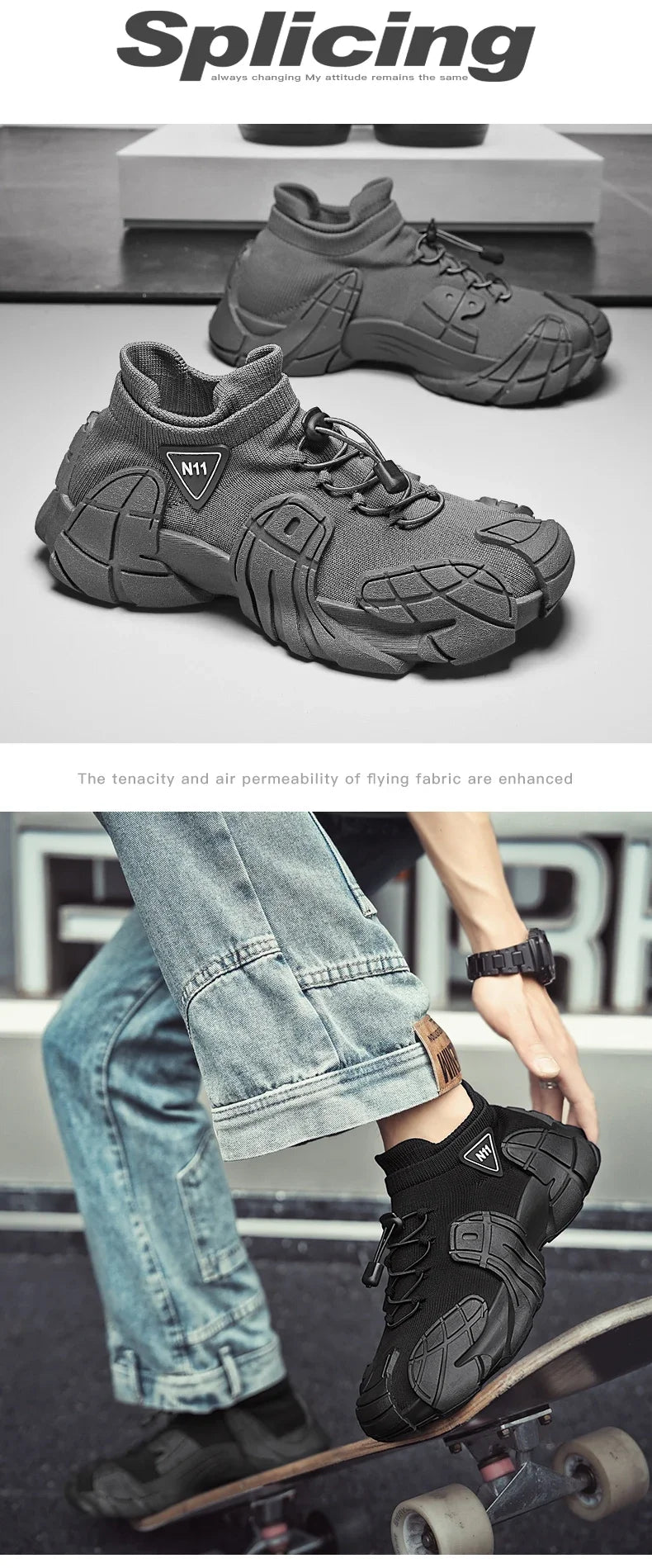Fashion Men Designer Black Sneakers High Quality Running Socks Shoes Men Casual Trainers Breathable Male Walking Jogging Shoes