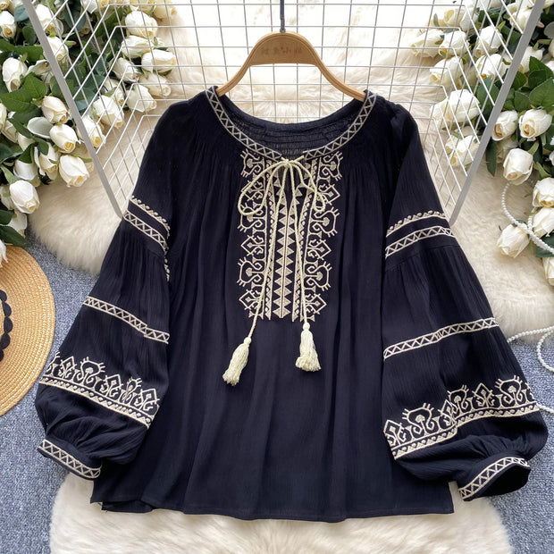 Autumn New 2025 Woman Shirts & Blouses Hit Color Pattern Blusas Loose Casual Ropa Mujer Long Sleeve Camisas Women Clothing
