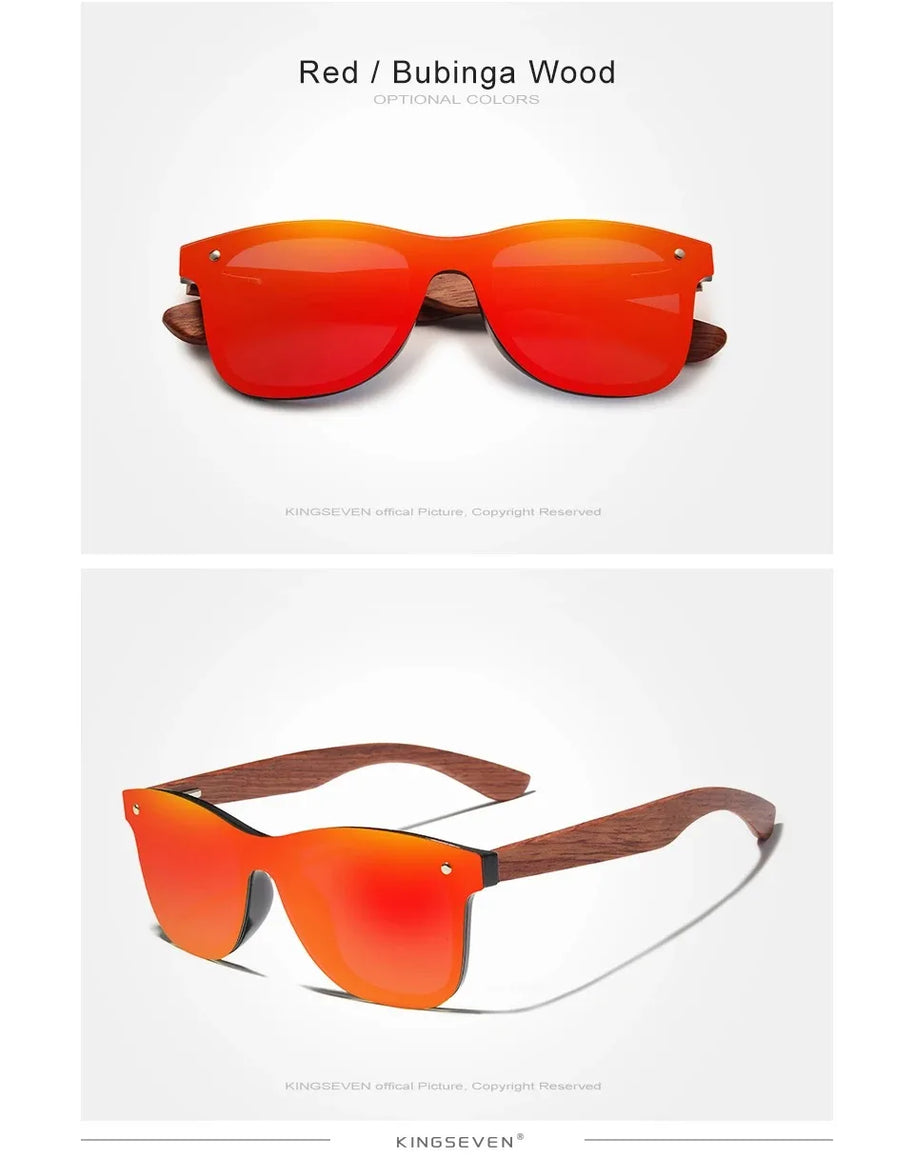 KINGSEVEN Brand Classic Wooden Sunglasses Men/Women Polarized UV400 Mirror Lens Glasses Luxury Wood Frame Retro Eyewear