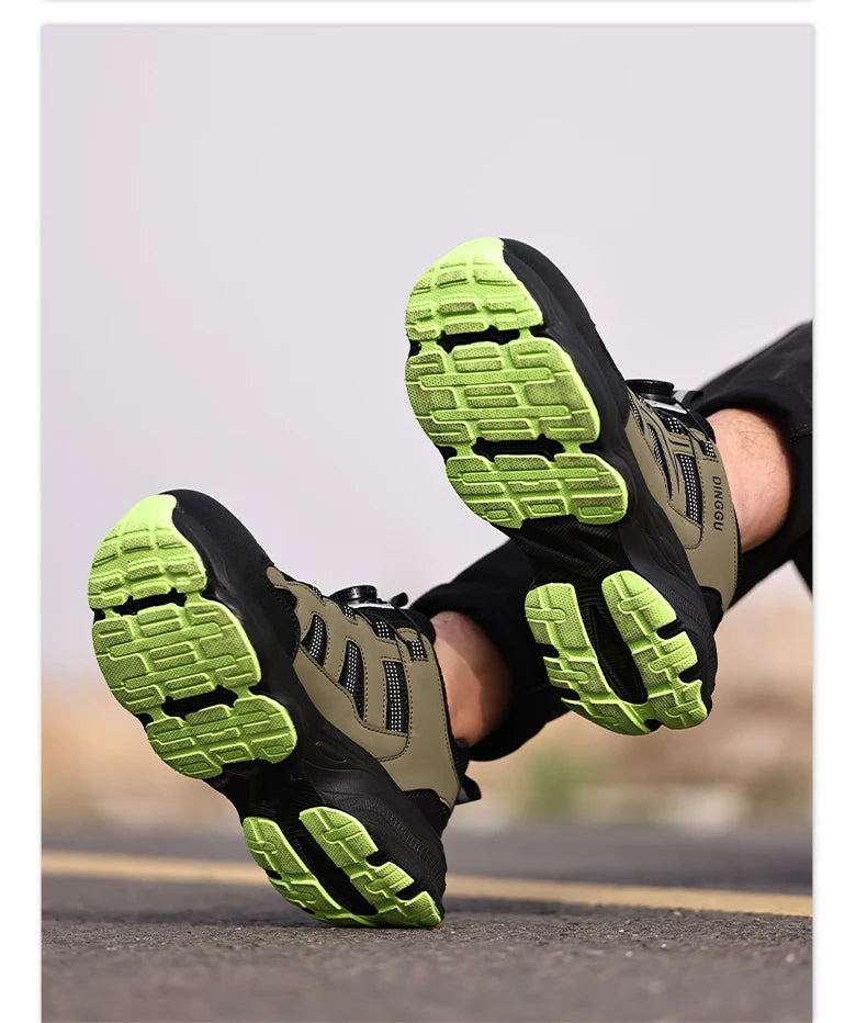 Men Safety Shoes Rotating button Work Sneakers Industrial Puncture-Proof Anti-smash Steel Toe Work Shoes Protective Safety Boots