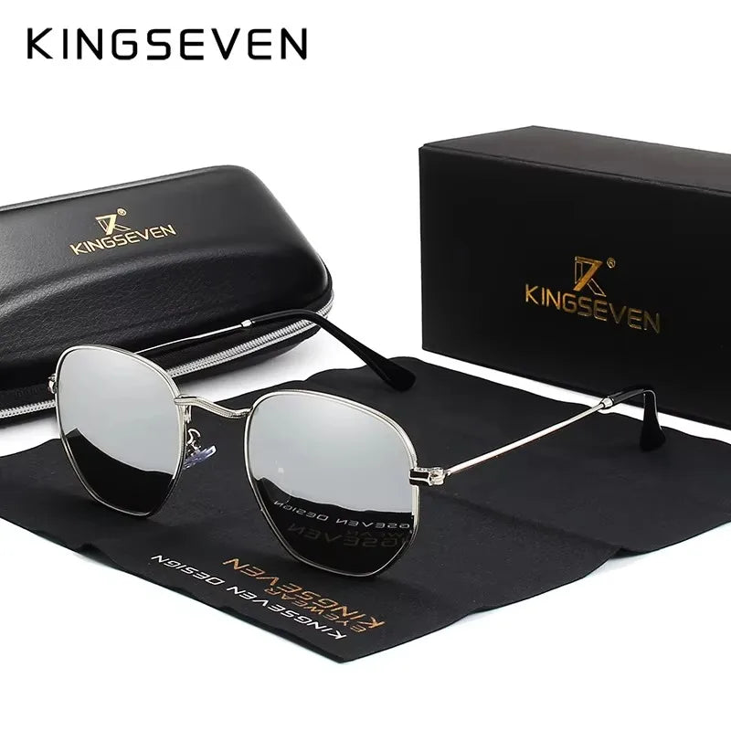 KINGSEVEN Fashion Classical Women Sunglasses Men Polarized UV400 Ladies Round Thin Frame Glassses Luxury Causal Driving Eyewear