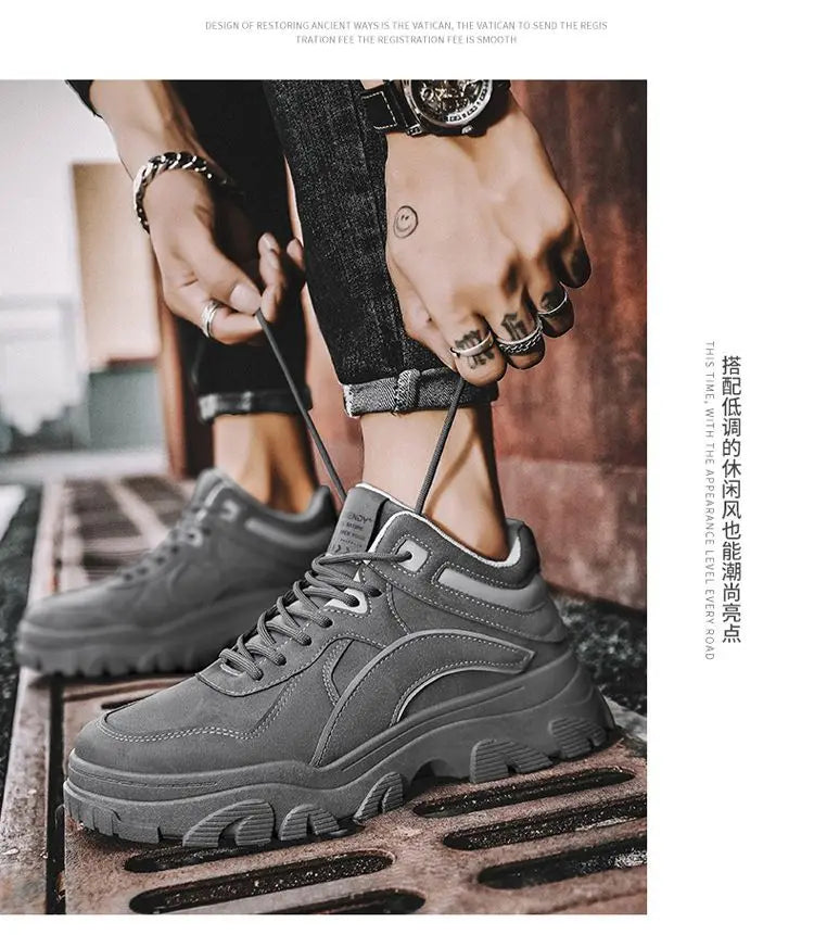 Men's Desert Boots Winter Warmth Tactical 2024 New Men's Fashion Strap Naked Boots Outdoor Platform Work Shoes Bota Masculina