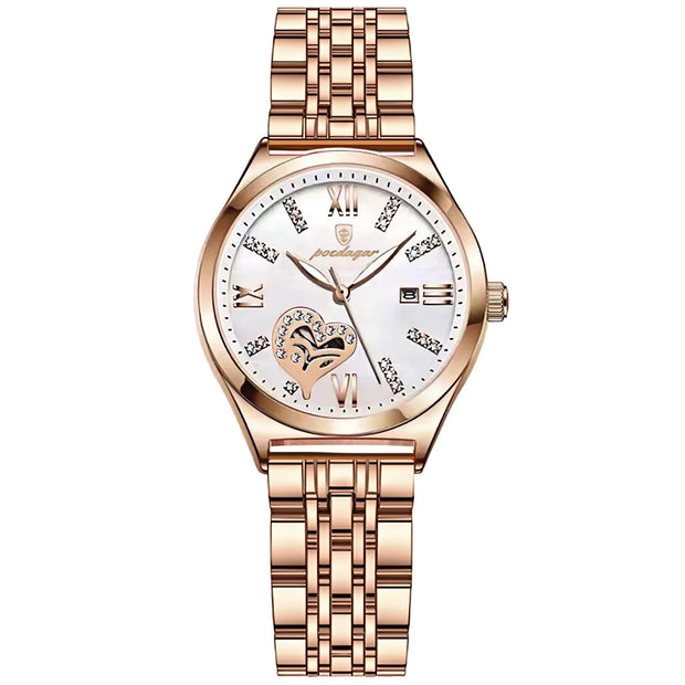 POEDAGAR Luxury Watches For Women Waterproof Luminous Date Stainless Steel Woman Watch Elegant Fashion Quartz Ladies Wristwatch