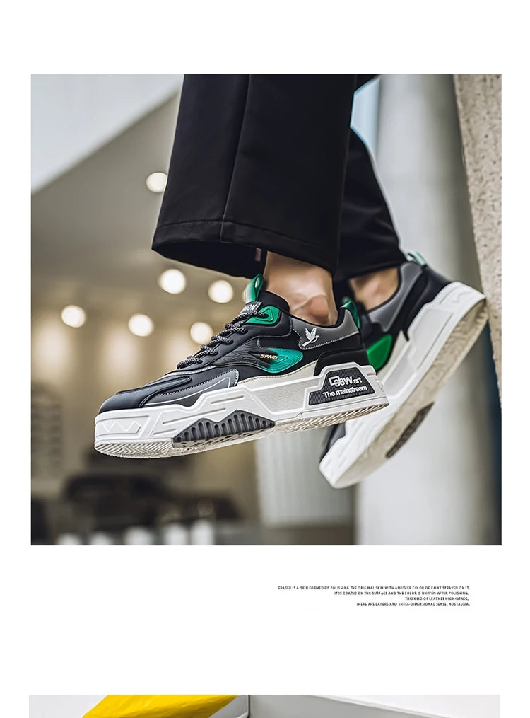 Men's Casual Shoes Soft Sole Breathable Leather Shoes Comfort Trainer Running Jogging Shoes Lightweight Walking Sneakers Male