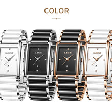 LIGE Fashion Square Quartz Woman Watches Ceramics Elegant Simple Diamond Auto Date Romantic Birthday Gift Leisure Wristwatch New