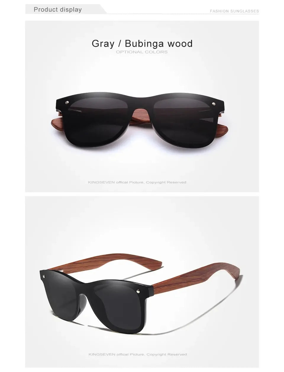 KINGSEVEN Brand Classic Wooden Sunglasses Men/Women Polarized UV400 Mirror Lens Glasses Luxury Wood Frame Retro Eyewear