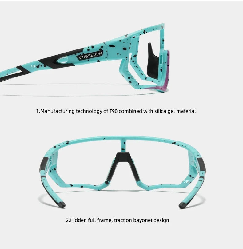 KINGSEVEN Cycling Sunglasses Men Women Mtb Bicycle Glasses Anti-UV Bike Goggles Outdoor Sport bike Large Frame