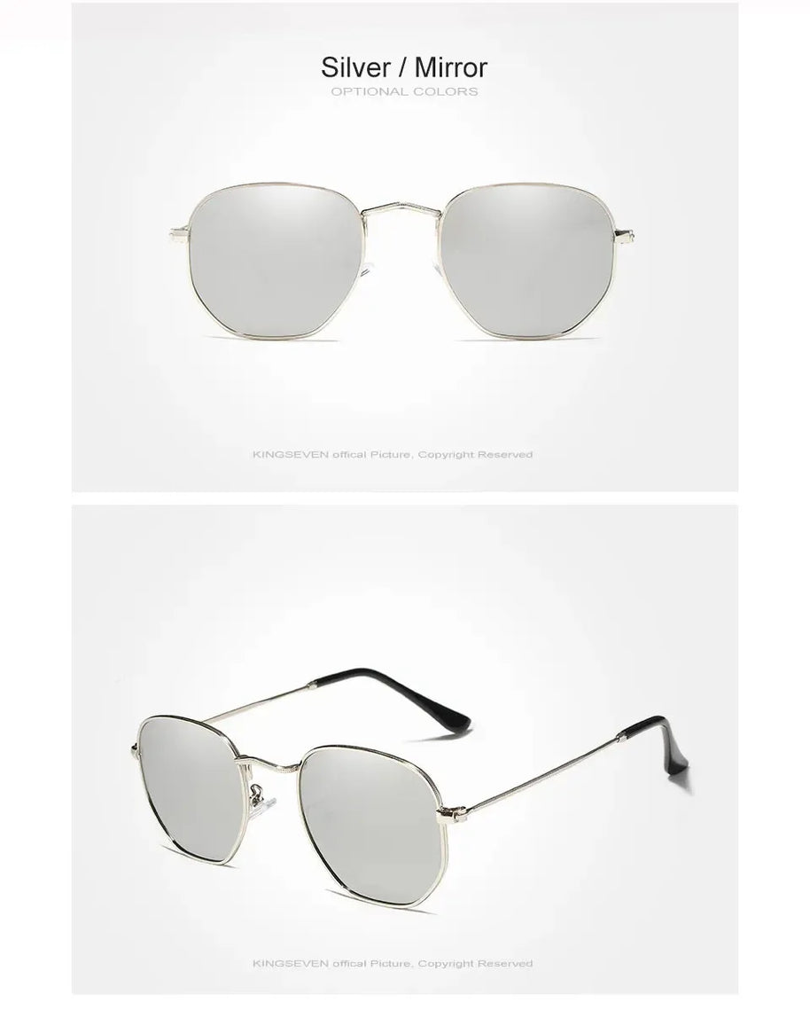 KINGSEVEN Fashion Classical Women Sunglasses Men Polarized UV400 Ladies Round Thin Frame Glassses Luxury Causal Driving Eyewear