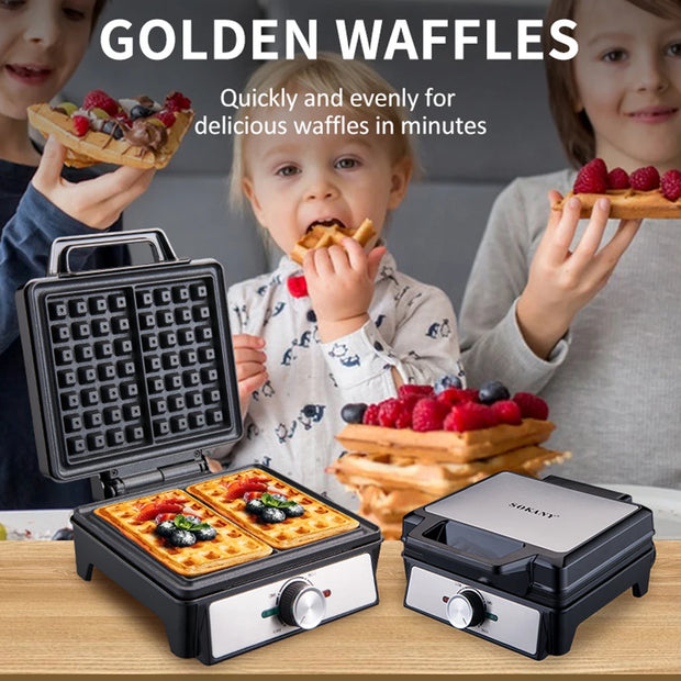 Waffle Maker Single Plate Two-slice Bread Maker, Double-sided Heating, Non-stick Design, Suitable for Family Restaurant Bakery
