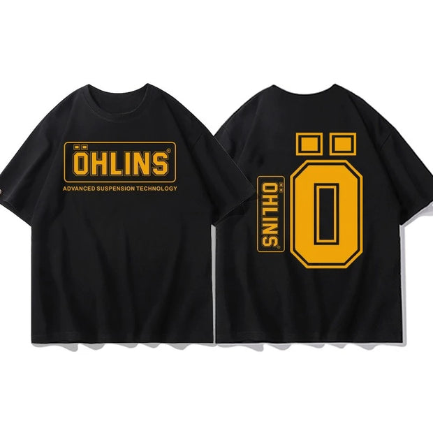 OHLINS Motorcycle Shock Absorber Printed Short-sleeved T-shirt Men's 2025 New Summer Racing Fans Trendy Harajuku Top T-shirt