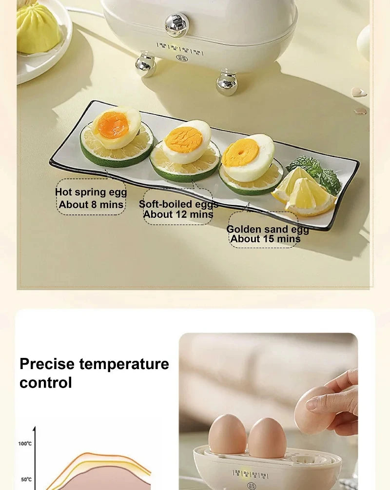 Egg Cooker Portable Low Power Student Dormitory Mini Breakfast Machine Automatic Power Off Electric Steamer Kitchen Tool 120W