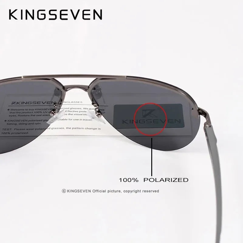 KINGSEVEN Fashion Pilot Rimless Sunglasses Men Classical UV400 Polarized Large Frame Glasses Casual Driving Outdoor Eyewear