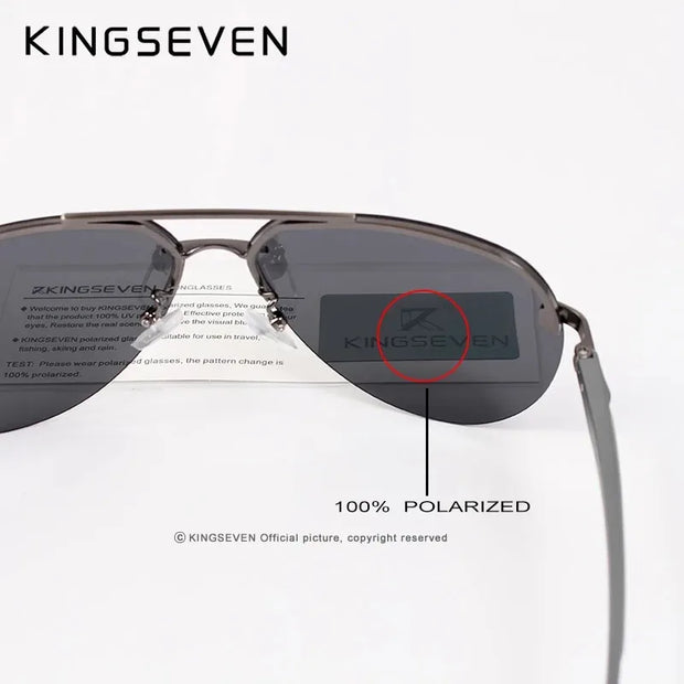 KINGSEVEN Fashion Pilot Rimless Sunglasses Men Classical UV400 Polarized Large Frame Glasses Casual Driving Outdoor Eyewear