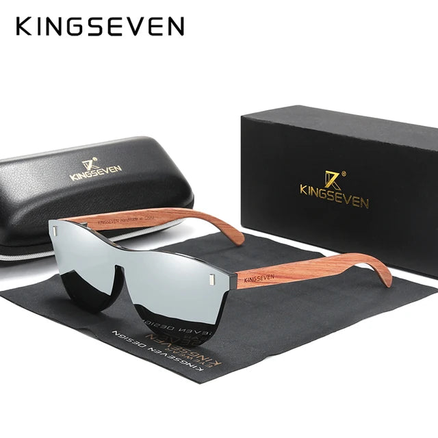 KINGSEVEN Brand Classical Wooden Sunglasses Men Retro Causal Polarized Rimless Women Glasses Anti-UV400 Wood Fashion Eyewear