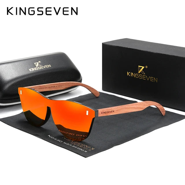KINGSEVEN Brand Classical Wooden Sunglasses Men Retro Causal Polarized Rimless Women Glasses Anti-UV400 Wood Fashion Eyewear
