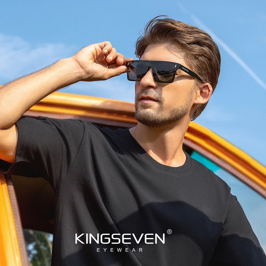 KINGSEVEN New Fashion Sunglasses Men Women Anti-Glare Rimeless Square Large Frame Polarized UV400 Outdoor Diving Eyeglasses