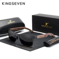 KINGSEVEN Brand Wooden Sunglasses High Quality Rectangle Frame Men Women's UV400 Polarized Lens Glasses Luxury Retro Eyewear