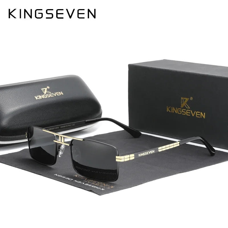 KINGSEVEN Original Fashion Polarized UV400 Sunglasses Vintage Rectangle Frame Men Women Driving Alloy Glasses Outdoor Eyewear