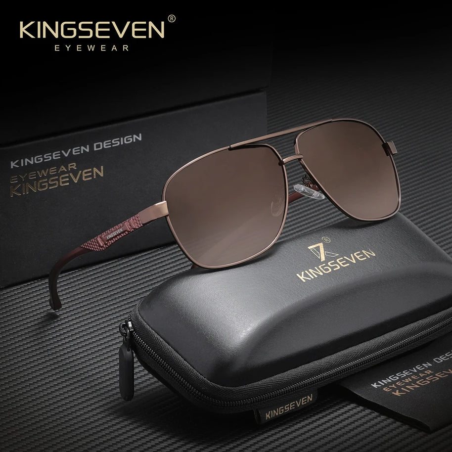 KINGSEVEN Alloy Luxury Male Sunglasses Anti-Glare Lens Large Frame Glasses Men Women UV400 Polarized Classical Driving Eyewear